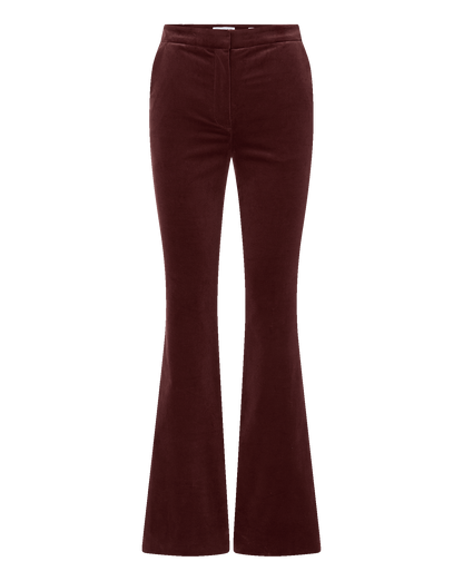 Veronica Beard | Gracie Velvet Flare Pant in Burgundy Burgundy