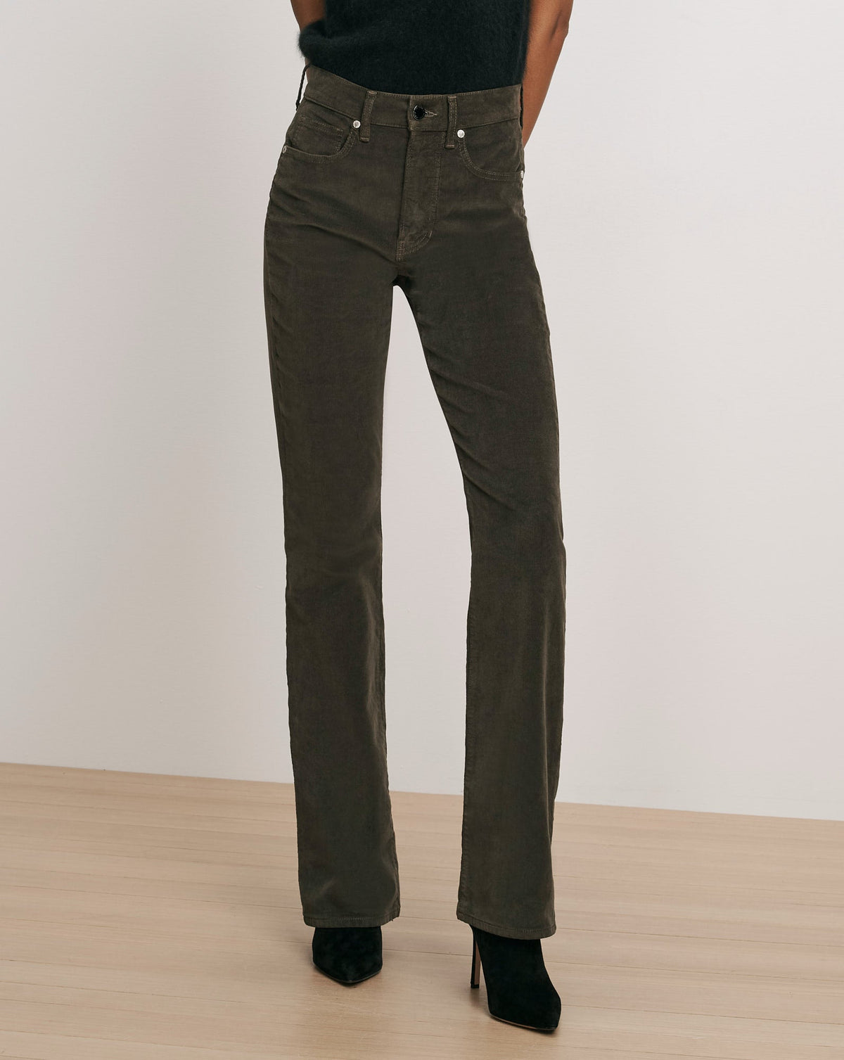 Veronica Beard | Cameron Corduroy Bootcut Pant in Dark Green Loden Loden