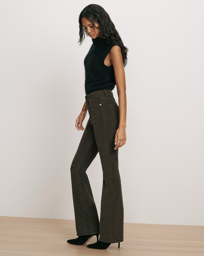 Veronica Beard | Cameron Corduroy Bootcut Pant in Dark Green Loden Loden