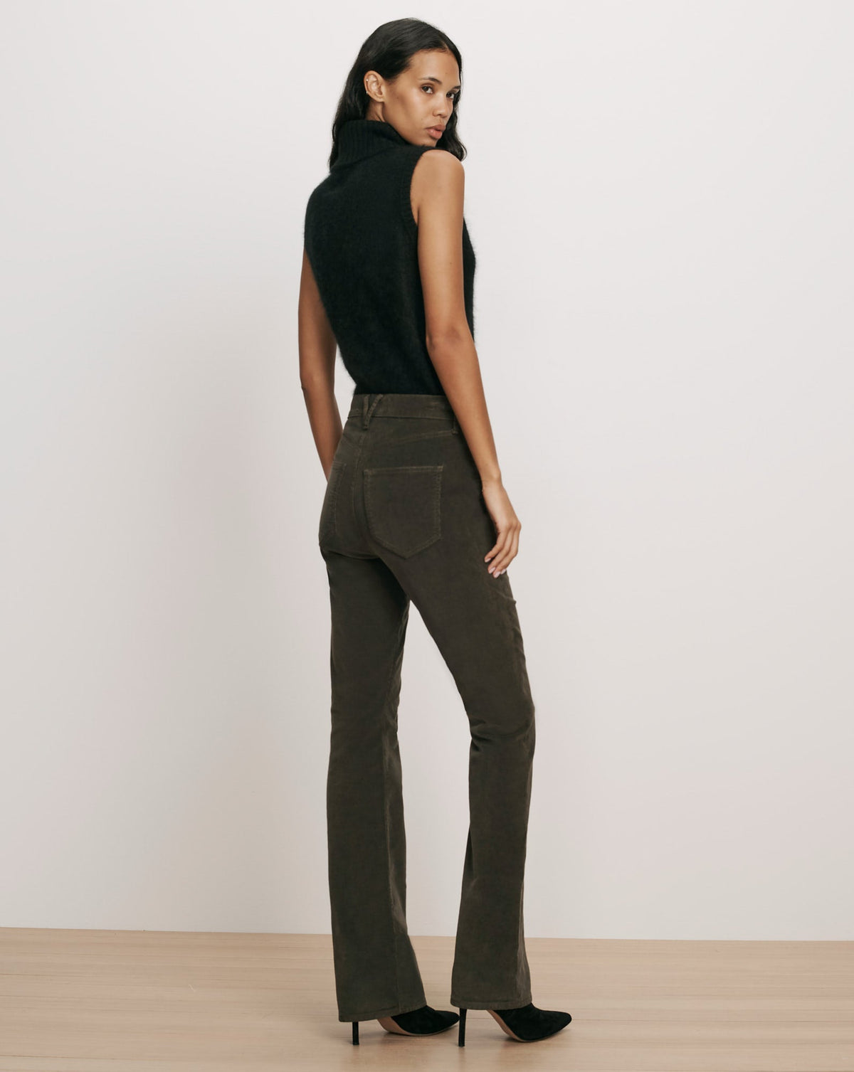Veronica Beard | Cameron Corduroy Bootcut Pant in Dark Green Loden Loden