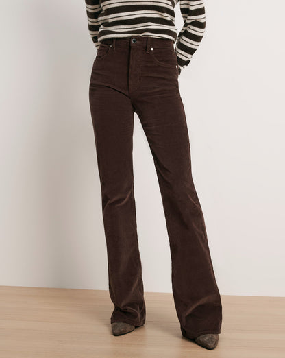 Veronica Beard | Crosbie Corduroy Slim Wide-Leg Pant in Dark Brown Espresso Espresso