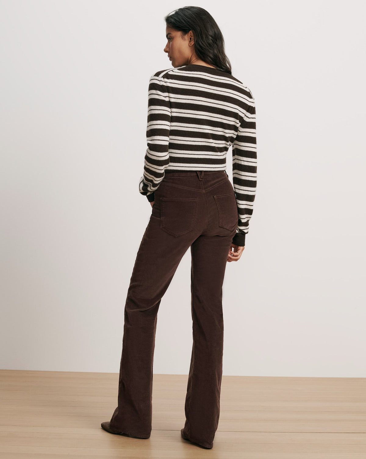 Veronica Beard | Crosbie Corduroy Slim Wide-Leg Pant in Dark Brown Espresso Espresso