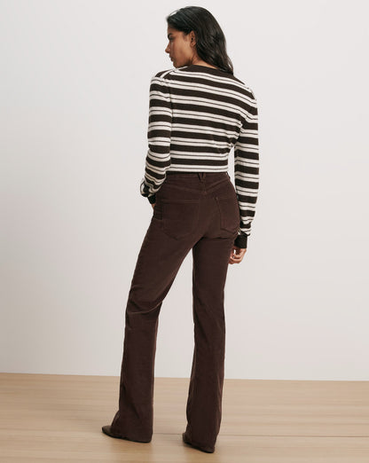 Veronica Beard | Crosbie Corduroy Slim Wide-Leg Pant in Dark Brown Espresso Espresso