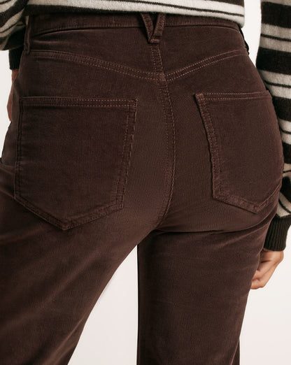 Veronica Beard | Crosbie Corduroy Slim Wide-Leg Pant in Dark Brown Espresso Espresso