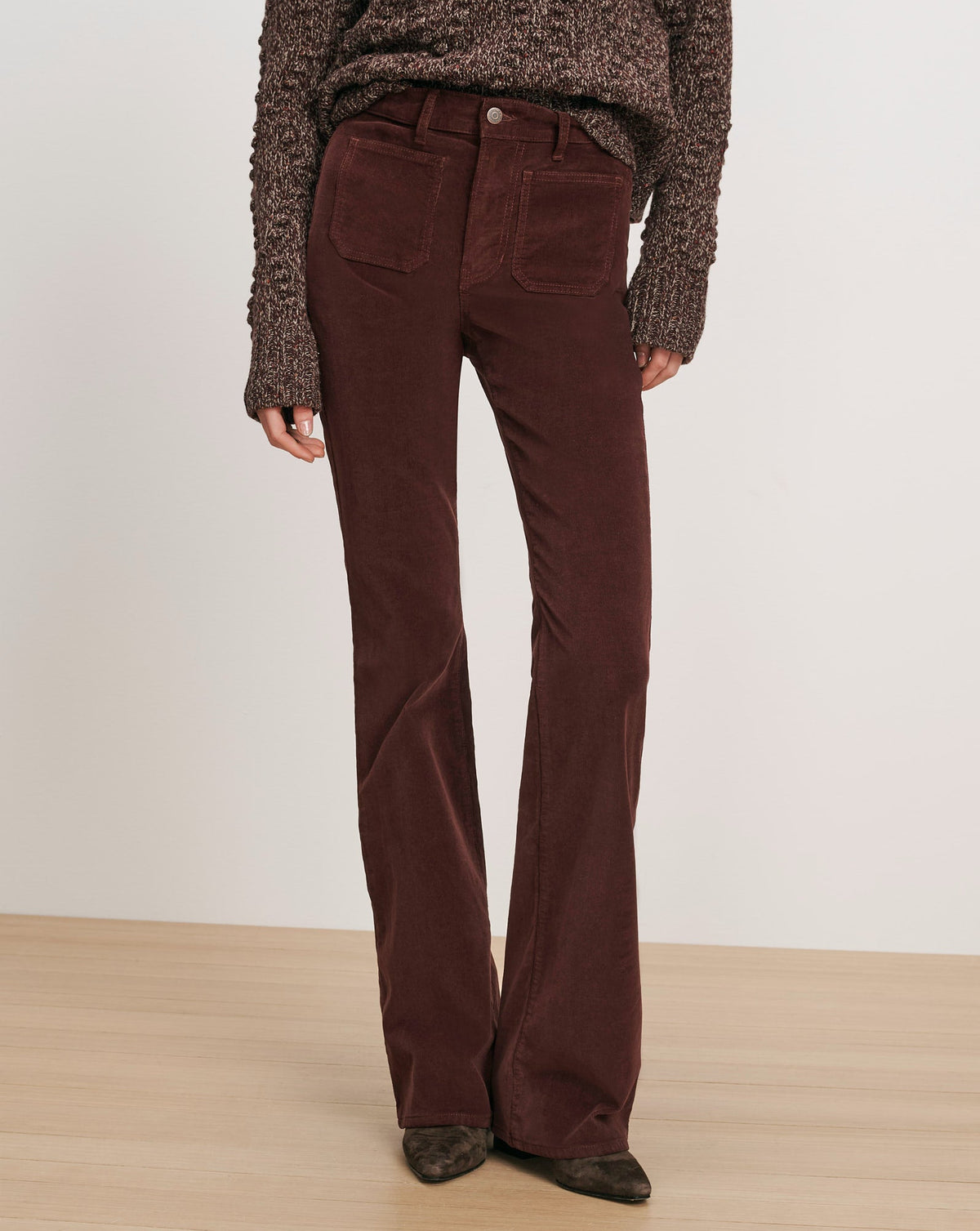 Veronica Beard | Beverly Corduroy Skinny-Flare Pant in Burgundy Burgundy