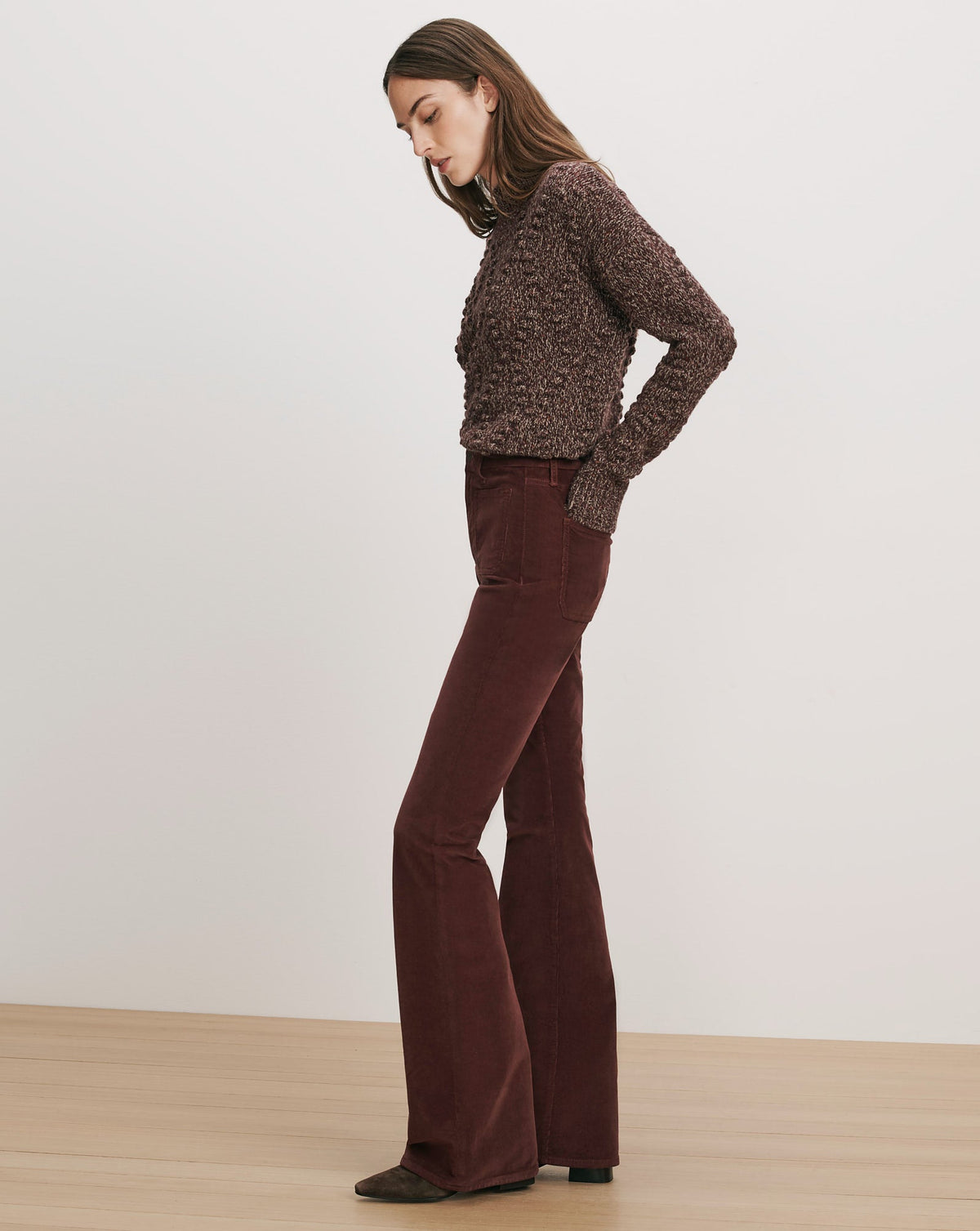 Veronica Beard | Beverly Corduroy Skinny-Flare Pant in Burgundy Burgundy