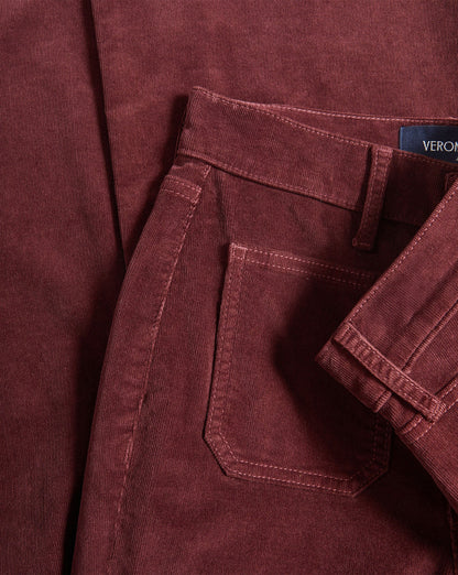 Veronica Beard | Beverly Corduroy Skinny-Flare Pant in Burgundy Burgundy