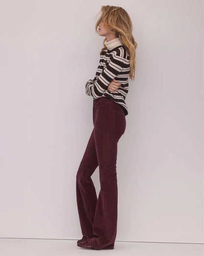 Veronica Beard | Beverly Corduroy Skinny-Flare Pant in Burgundy Burgundy