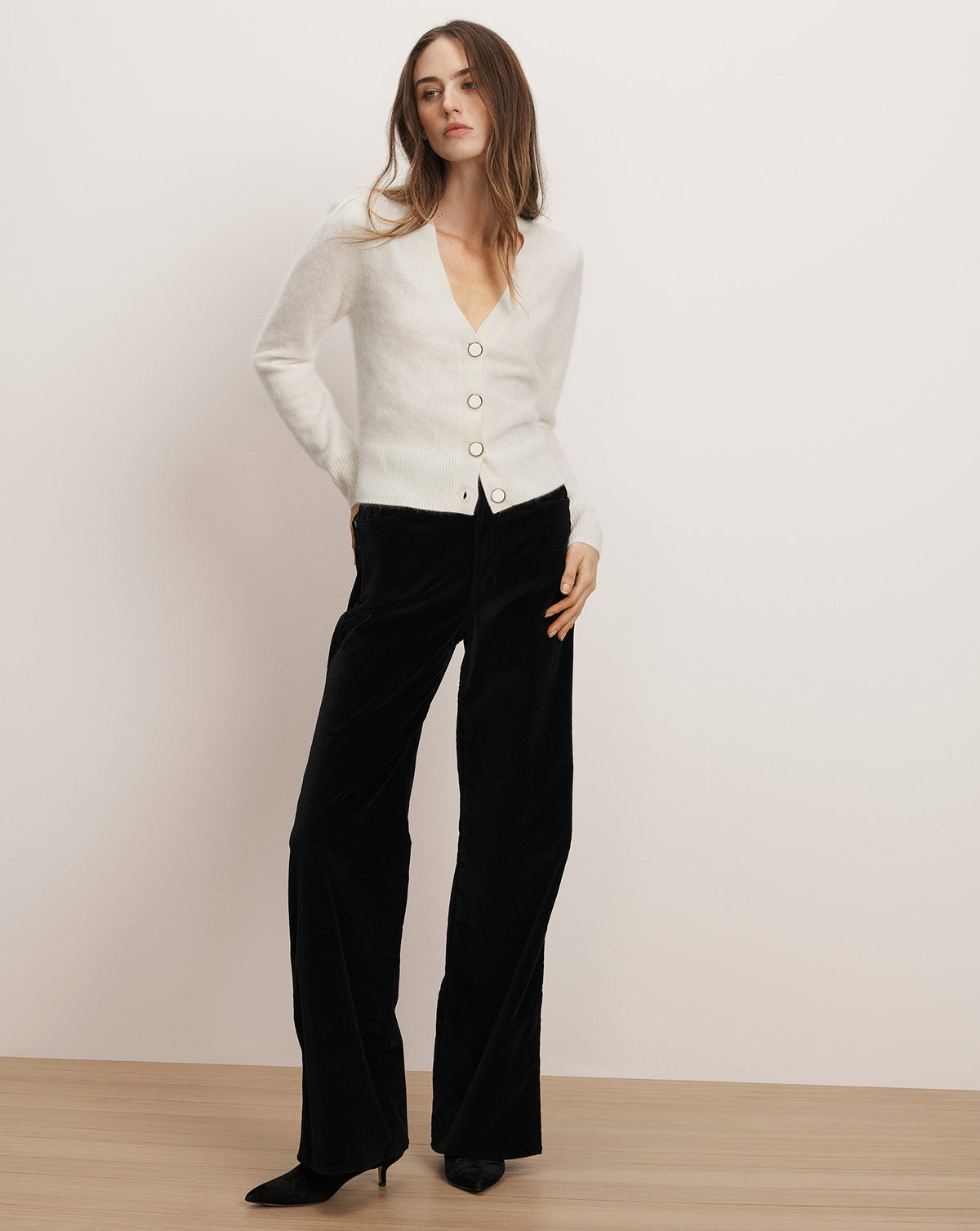 Veronica Beard | Solene Brushed Cashmere Cardigan in Ivory Ivory