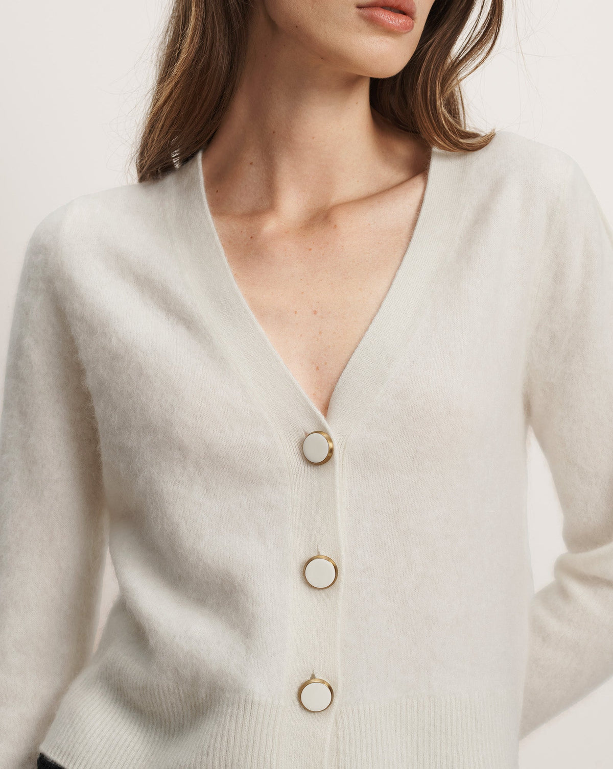 Veronica Beard | Solene Brushed Cashmere Cardigan in Ivory Ivory