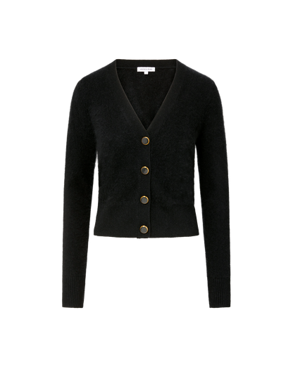 Veronica Beard | Solene Brushed Cashmere Cardigan in Black Black