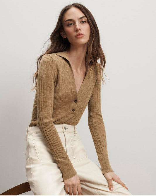 Veronica Beard | Rouni Merino Wool Pullover in Dark Khaki Dark Khaki