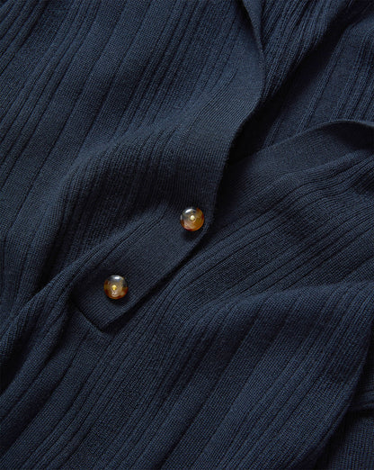 Veronica Beard | Rouni Merino Wool Collared Pullover in Navy Navy