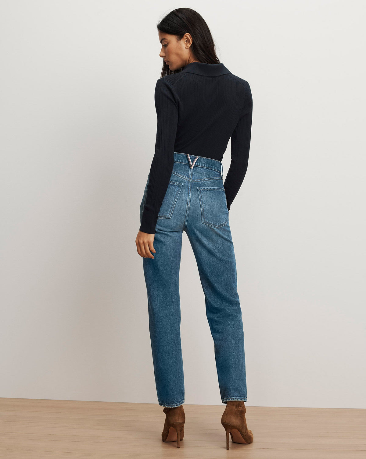 Veronica Beard | Rouni Merino Wool Collared Pullover in Navy Navy