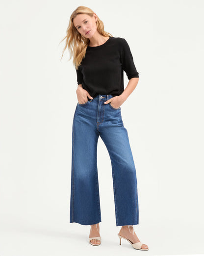 Veronica Beard | Shana Cashmere Half Sleeve Sweater in Black Black