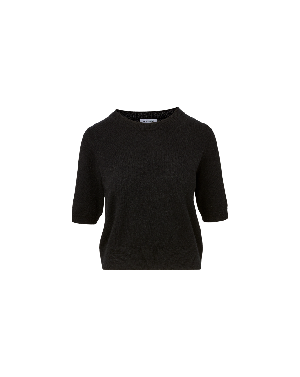 Veronica Beard | Shana Cashmere Half Sleeve Sweater in Black Black