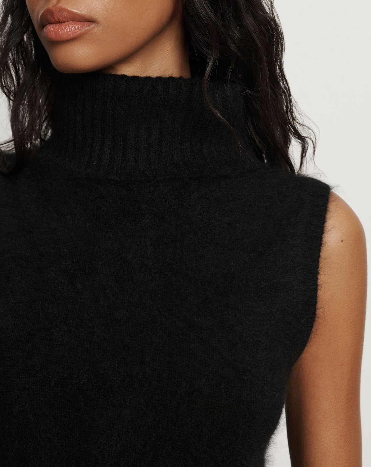 Veronica Beard | Mazzy Brushed Cashmere Sleeveless Sweater in Black Black