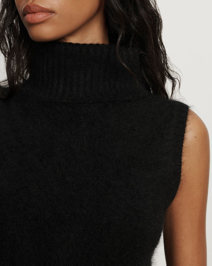 Veronica Beard | Mazzy Brushed Cashmere Sleeveless Sweater in Black Black