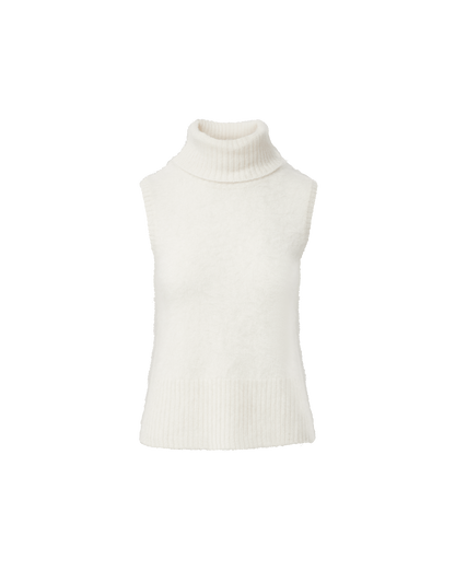 Veronica Beard | Mazzy Brushed Cashmere Sleeveless Sweater in Ivory Ivory