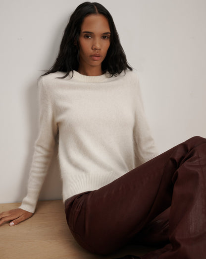 Veronica Beard | Pippen Brushed Cashmere Pullover in Ivory Ivory