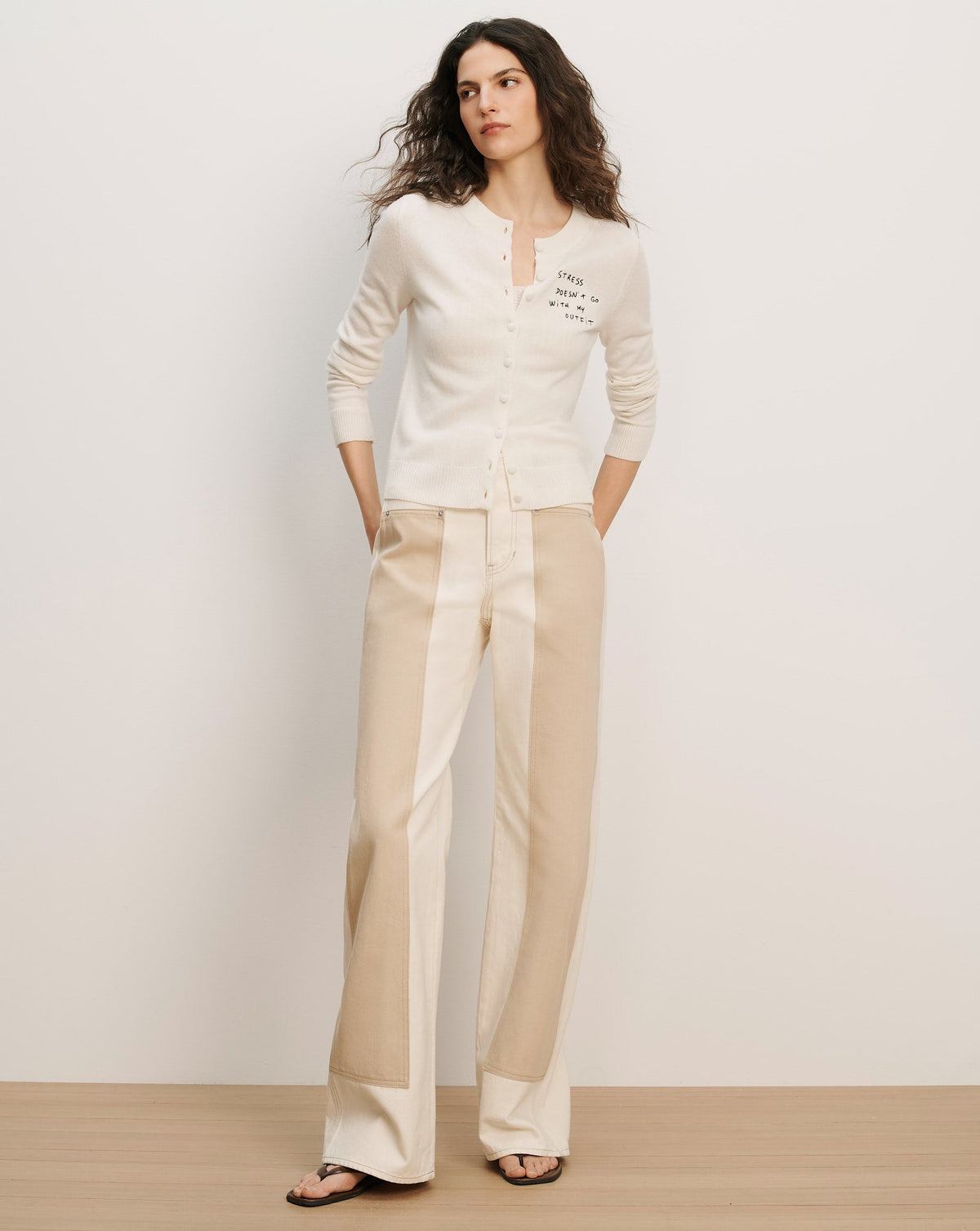 Veronica Beard | Daro Embroidered Cashmere Cardigan in Ivory Ivory