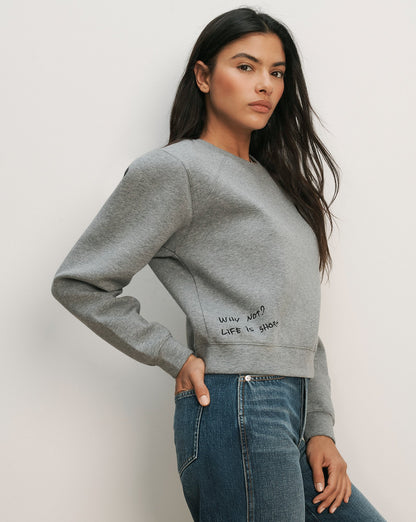 Veronica Beard | Beaumont Embroidered Sweatshirt in Light Heather Grey Light Heather Grey/Wn
