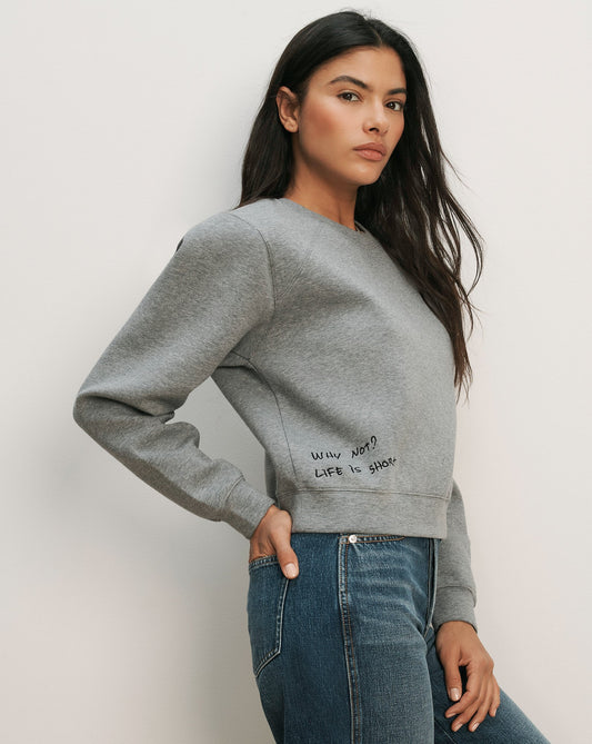 Veronica Beard | Beaumont Embroidered Sweatshirt in Light Heather Grey Light Heather Grey/Wn