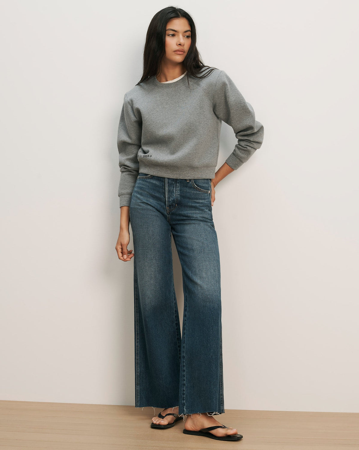 Veronica Beard | Beaumont Embroidered Sweatshirt in Light Heather Grey Light Heather Grey/Wn
