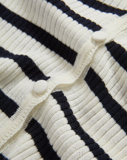 Veronica Beard | Anwin Merino Wool Cardigan in Dove White & Navy Stripes Dove White/Navy