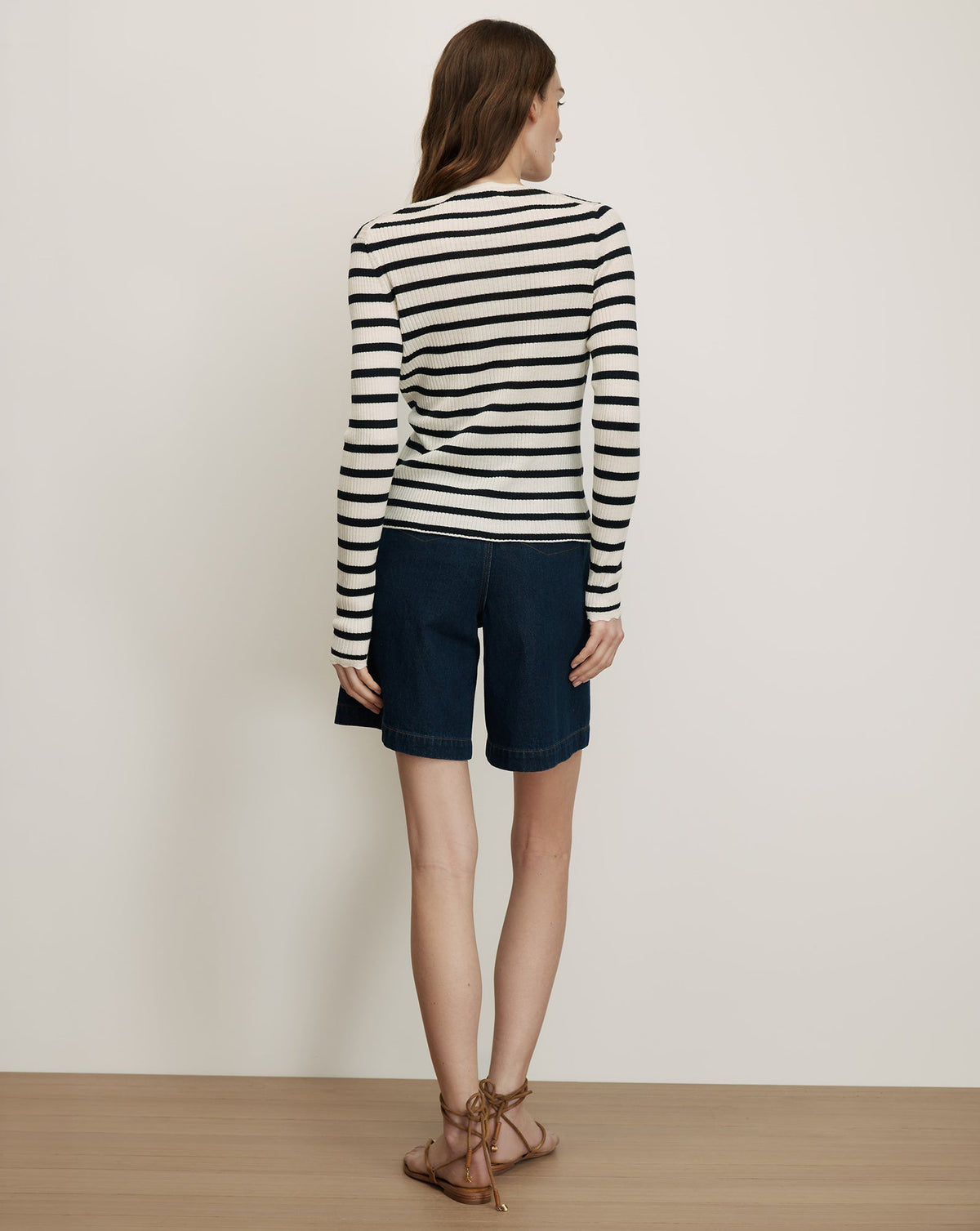 Veronica Beard | Anwin Merino Wool Cardigan in Dove White & Navy Stripes Dove White/Navy