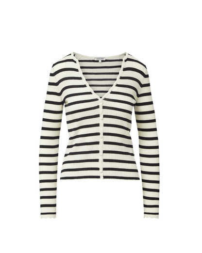 Veronica Beard | Anwin Merino Wool Cardigan in Dove White & Navy Stripes Dove White/Navy