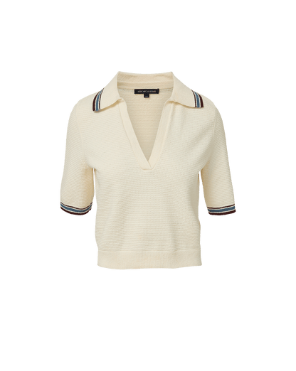 Veronica Beard | Quinelle Knit Polo Top in Ecru Ecru