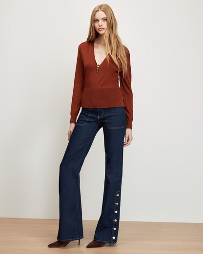 Veronica Beard | Zainen Merino Wool Pullover in Rust Rust
