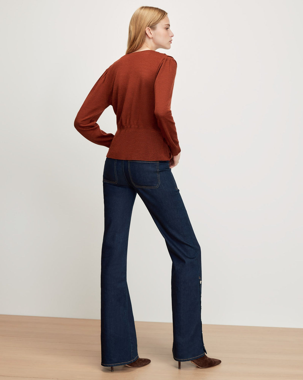Veronica Beard | Zainen Merino Wool Pullover in Rust Rust