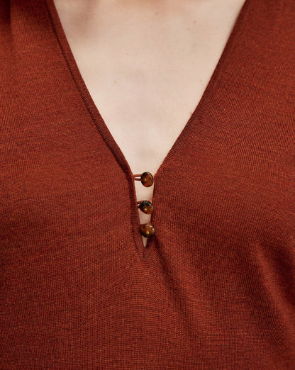 Veronica Beard | Zainen Merino Wool Pullover in Rust Rust