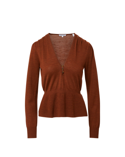 Veronica Beard | Zainen Merino Wool Pullover in Rust Rust