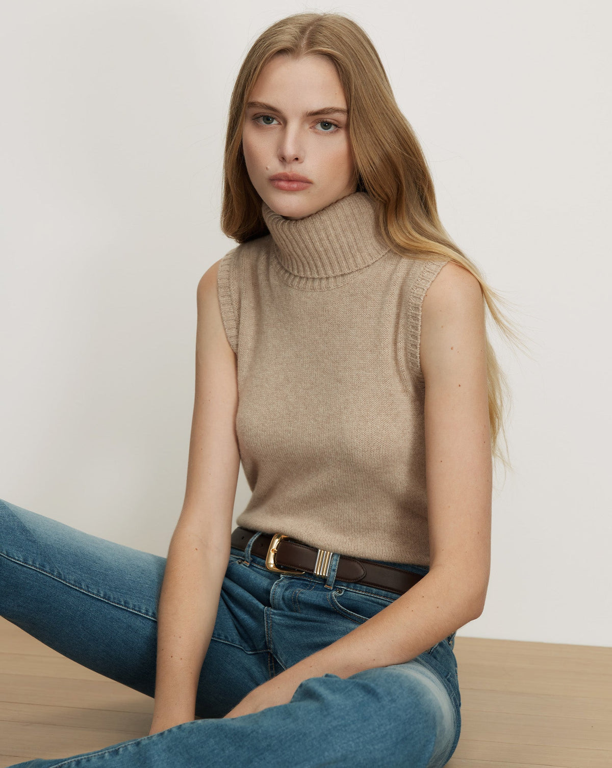 Veronica Beard | Mazzy Cashmere Sleeveless Sweater in Oatmeal Oatmeal