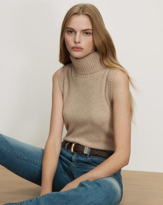Veronica Beard | Mazzy Cashmere Sleeveless Sweater in Oatmeal Oatmeal
