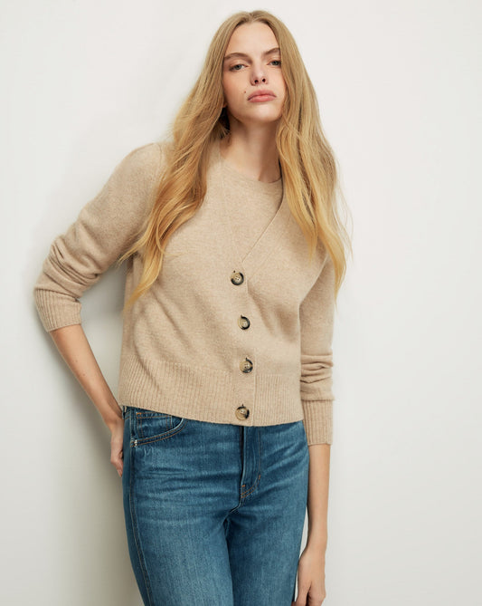 Veronica Beard | Solene Cashmere Cardigan in Oatmeal Oatmeal