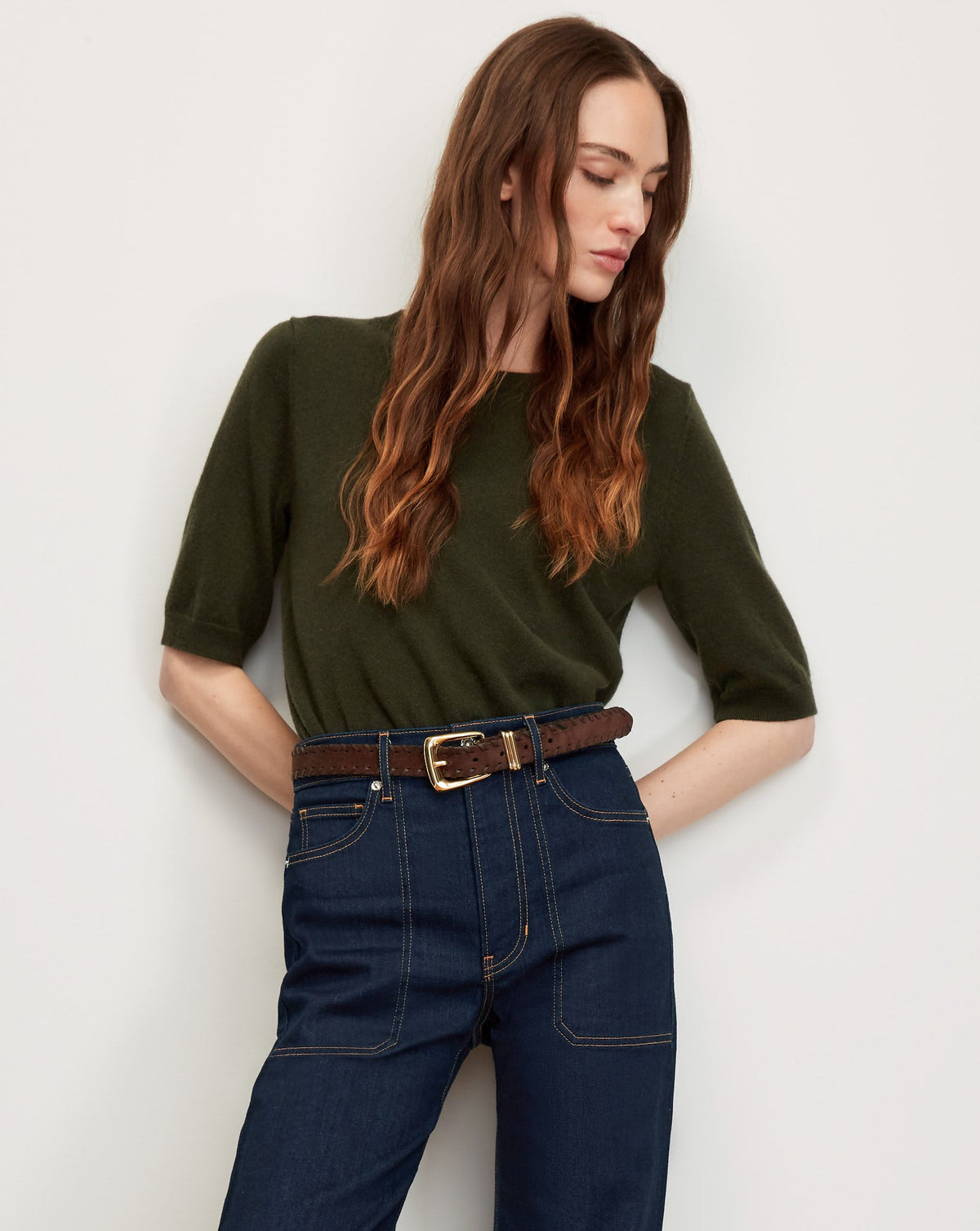 Veronica Beard | Shana Cashmere Sweater in Loden Loden