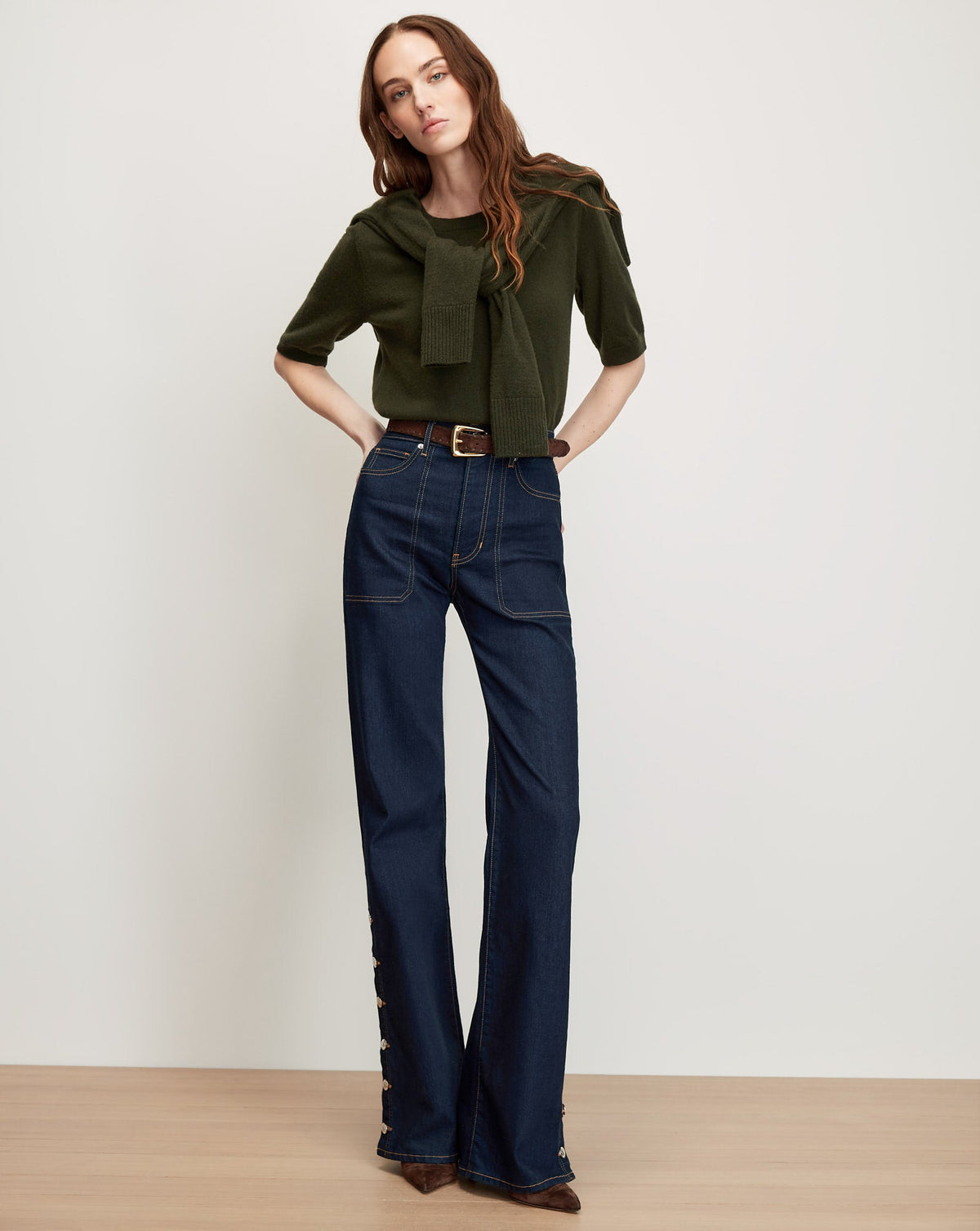 Veronica Beard | Shana Cashmere Sweater in Loden Loden