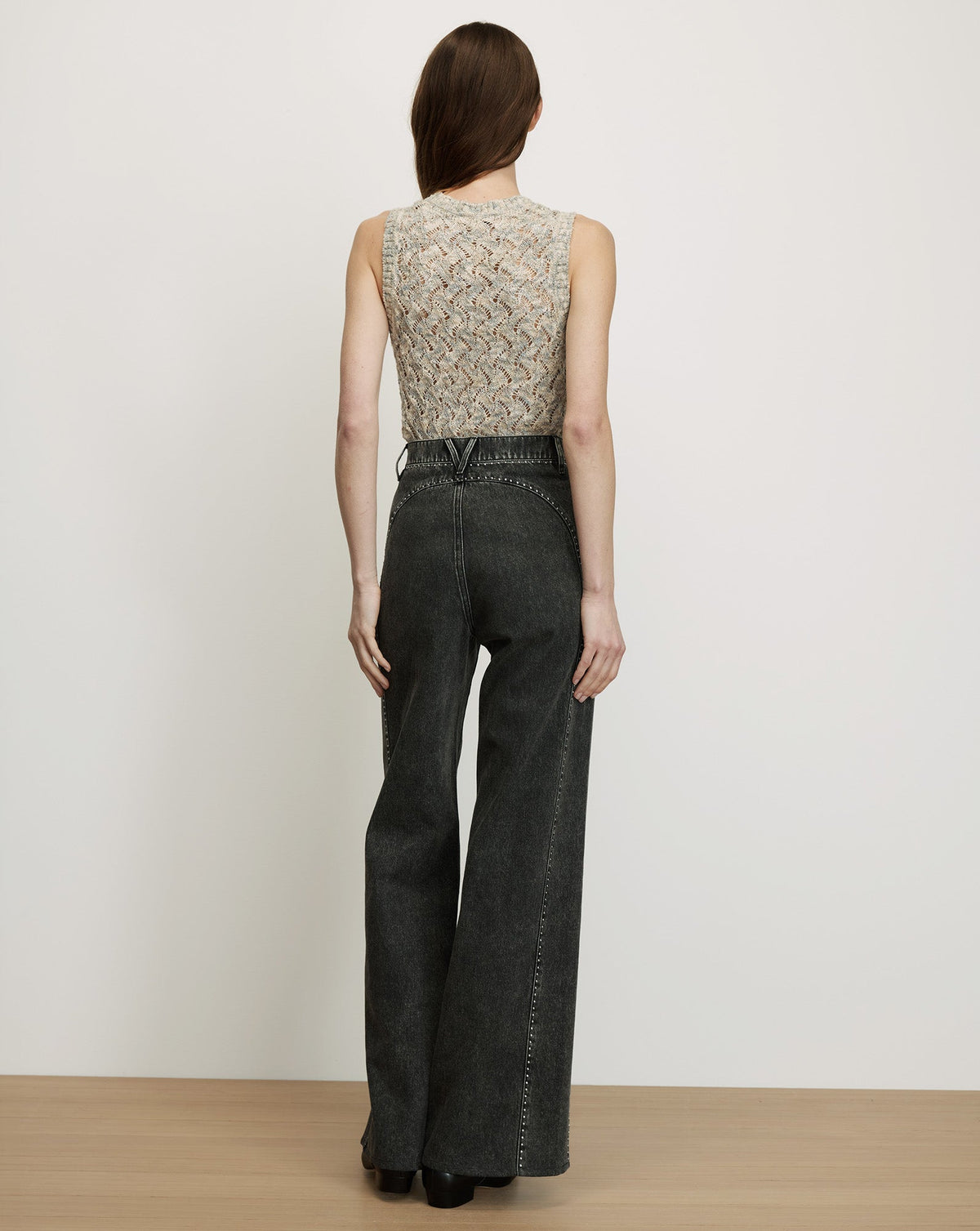 Veronica Beard | Jerrel Cropped Knit Tank Top in Off-White Dove Multi Dove White Multi