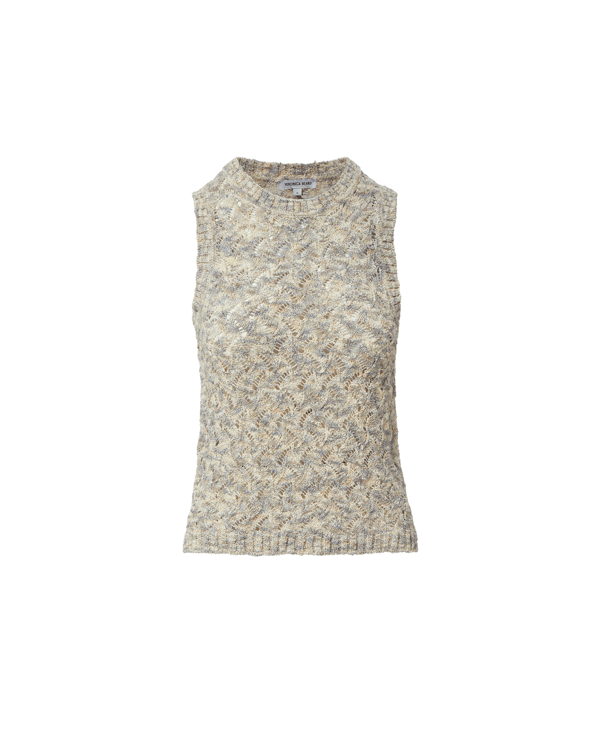 Veronica Beard | Jerrel Cropped Knit Tank Top in Off-White Dove Multi Dove White Multi