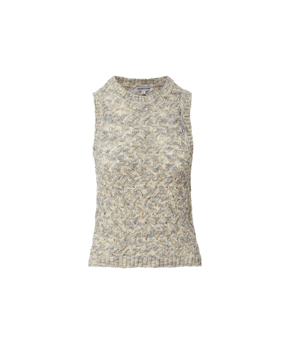 Veronica Beard | Jerrel Cropped Knit Tank Top in Off-White Dove Multi Dove White Multi