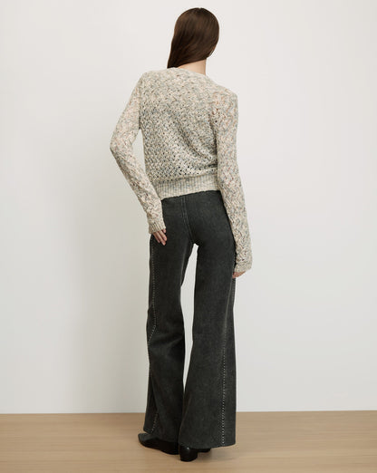 Veronica Beard | Drummond Pointelle Cardigan in Off-White Dove Multi Dove White Multi