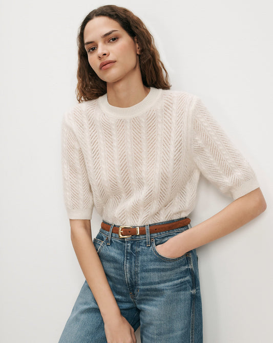 Veronica Beard | Shana Pointelle Sweater in Dove White Dove White