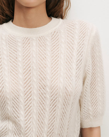 Veronica Beard | Shana Pointelle Sweater in Dove White Dove White