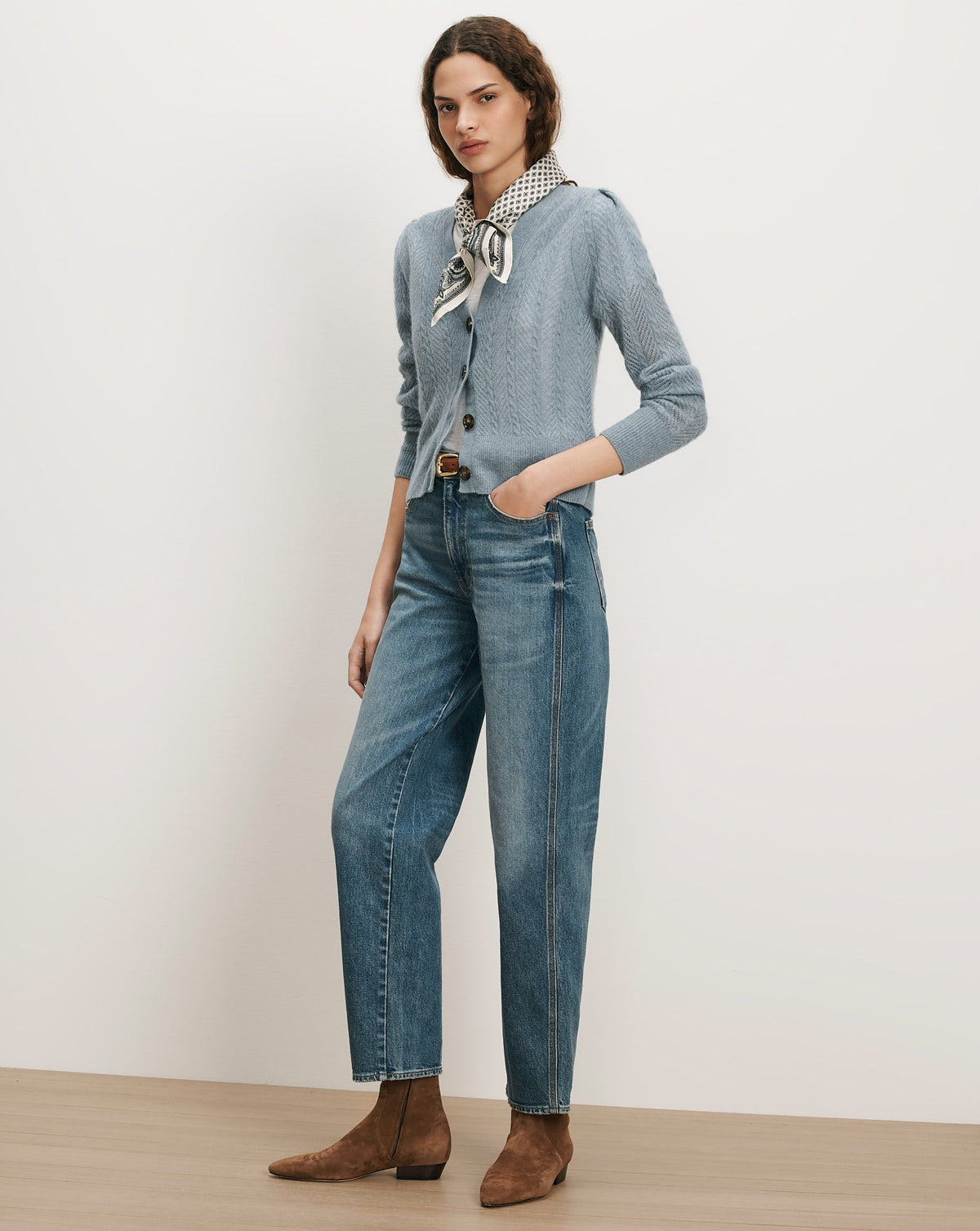 Veronica Beard | Solene Pointelle Cardigan in Blue River Blue River