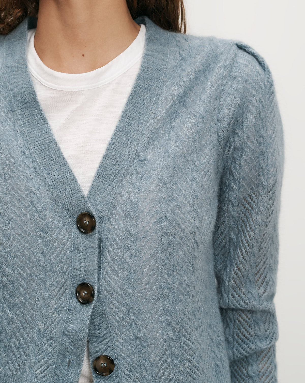 Veronica Beard | Solene Pointelle Cardigan in Blue River Blue River