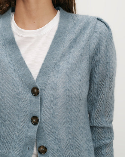 Veronica Beard | Solene Pointelle Cardigan in Blue River Blue River